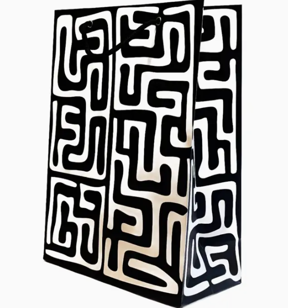 Gift Bag - Kuba Cloth (Black and White)