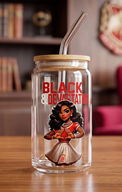 Sorority Glass Drinkware with Straw