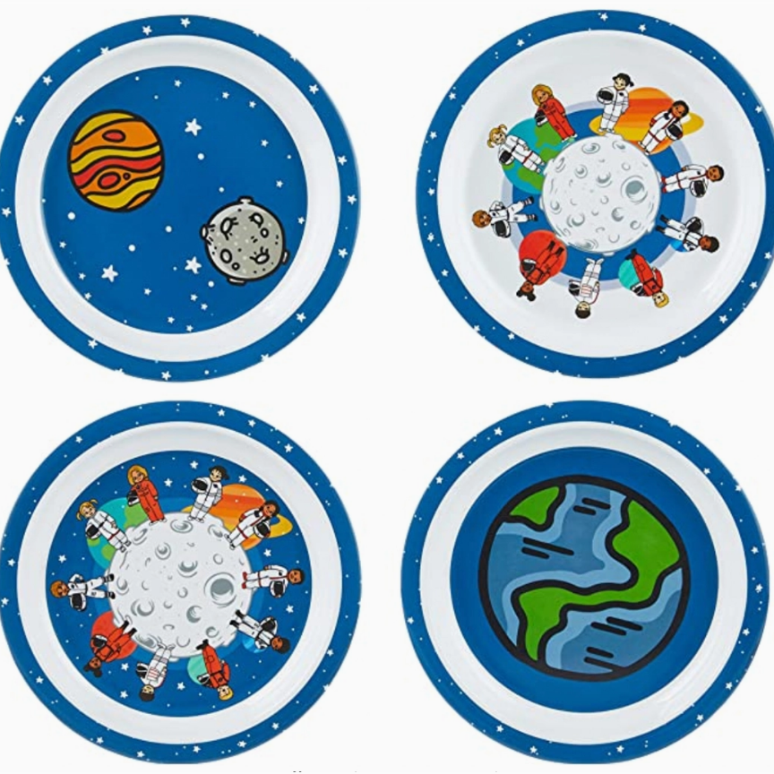 (OLD)Plates - 4 Pack Space Theme