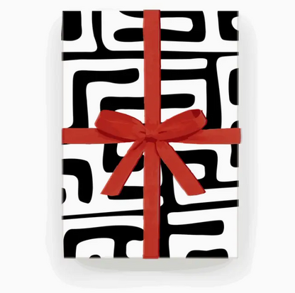 Wrapping Paper - Kuba Cloth (Black and White)