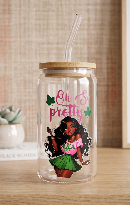 Sorority Glass Drinkware with Straw