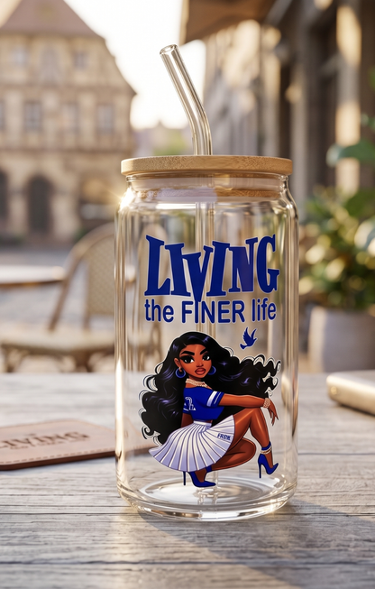 Sorority Glass Drinkware with Straw