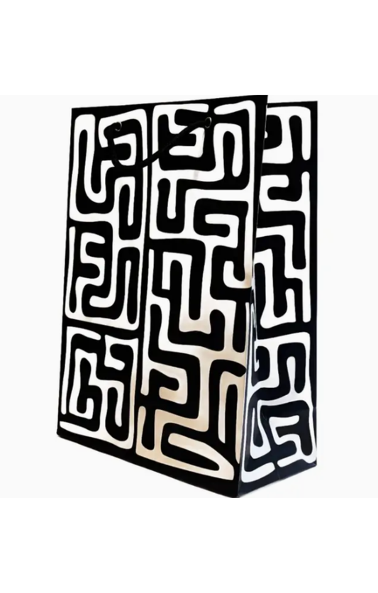 Gift Bag - Kuba Cloth (Black and White)